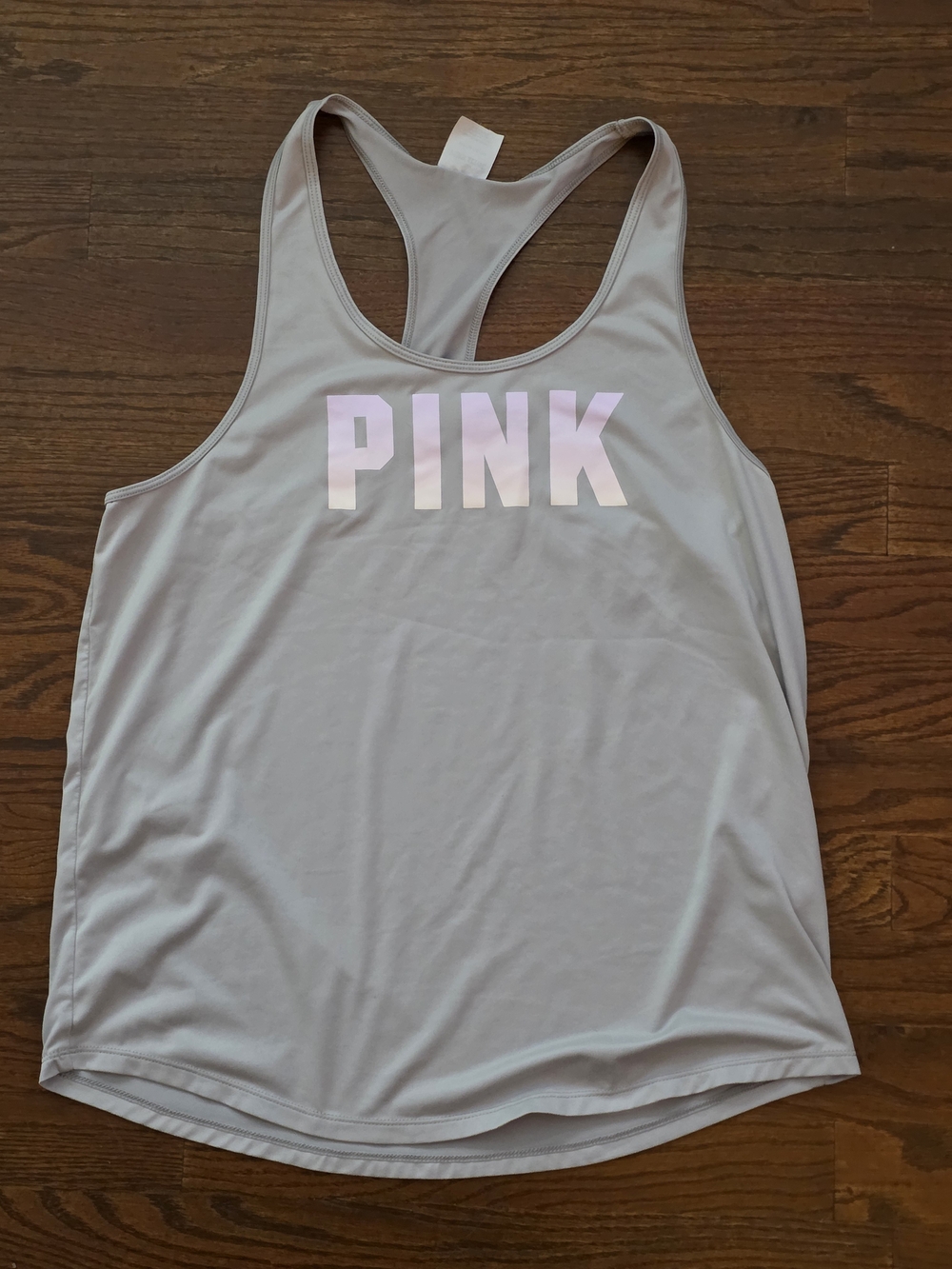 PINK Victoria's Secret Women's Gray Racerback Tank Top